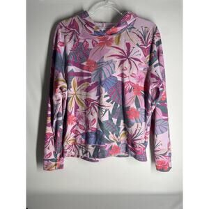Sundry Tropical Floral Print Pink Hoodie Sweatshirt Pullover Size 2 US Medium